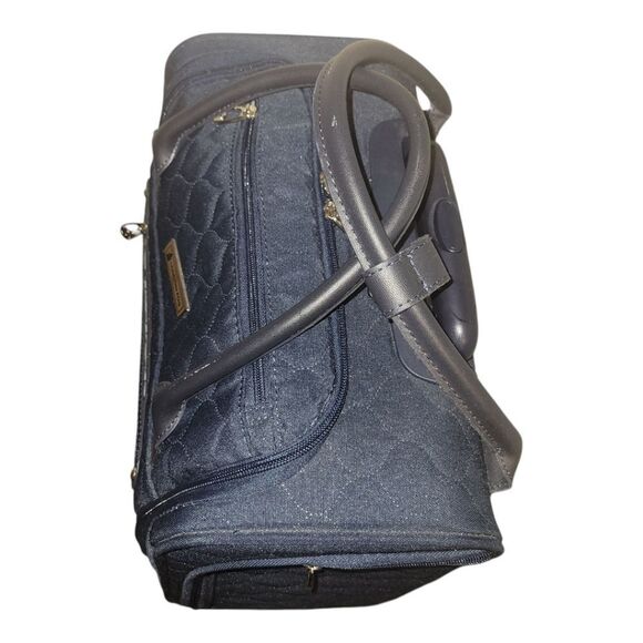 London Fog Calypso Carry On Luggage Travel Bag Suitcase Navy Blue - Picture 4 of 16